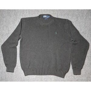 Vtg Polo Ralph Lauren Knit Sweater Mens XL Black Crewneck Vintage Green Pony